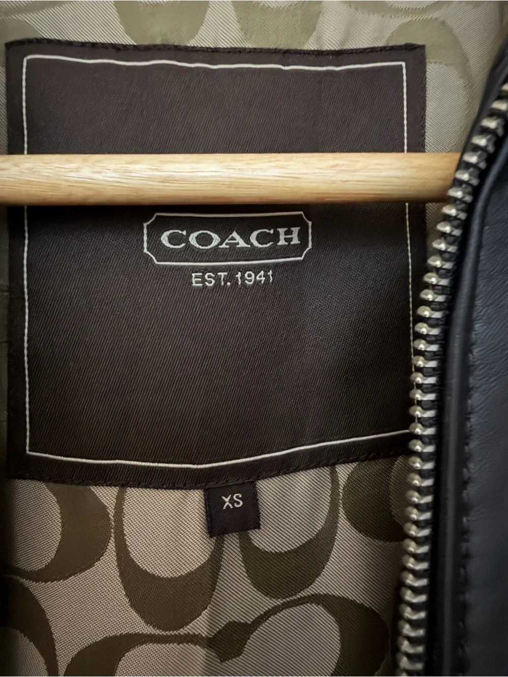 Coach Brown Leather Jacket with Signature Tan Lining